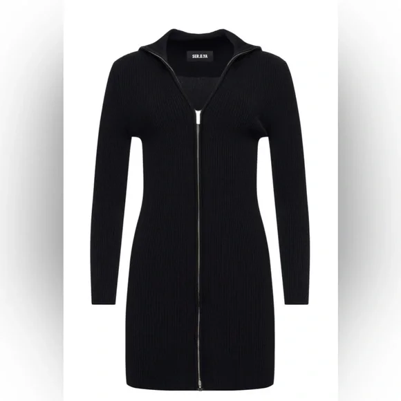 SER.O.YA Black Mini Dress with Silver Zipper (Brand New/Never Worn) NWT Size XL - Picture 7 of 11